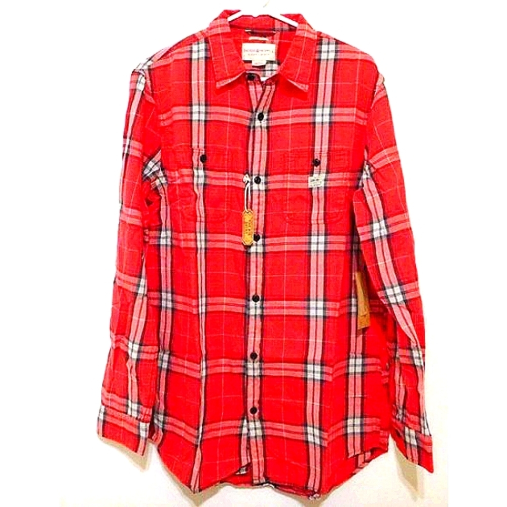 New Men Ralph Lauren Men Red Plaid Cotton Twill Sport Shirt - Large L NEW - Picture 1 of 2